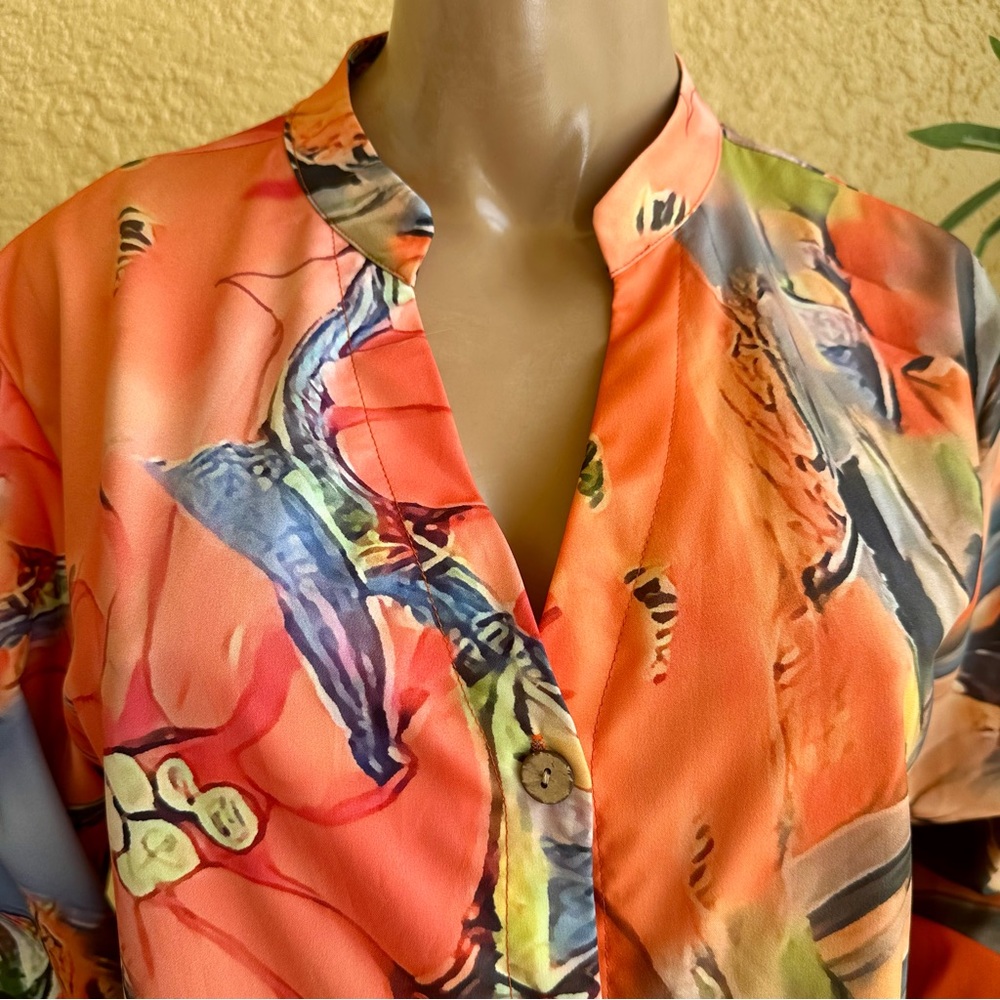 NORACORA orange and multi color blouse - Picture 4 of 10